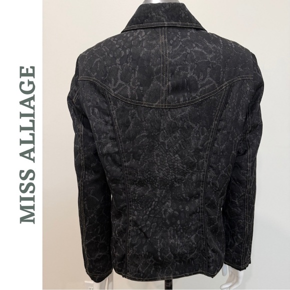 Miss Alliage Black Stretch Denim Jacket - Size 10P (Petite) - Picture 3 of 6